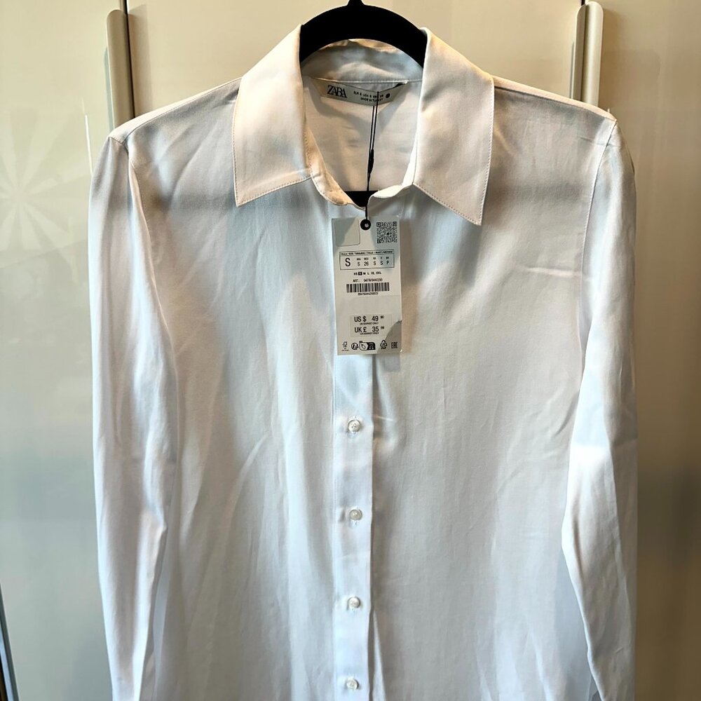 NWT - Zara White Button Oxford Shirt - Size Small